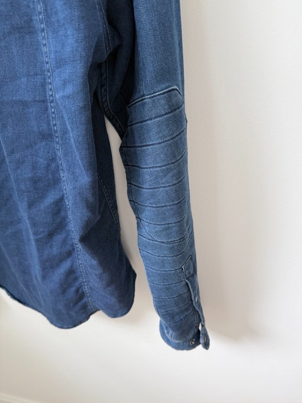 ROYAL ENFIELD Essential Blue Denim Long Sleeve Button Up Moto Work Shirt Men's L - Picture 8 of 11